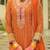Orange embroidered chinon kurta trouser dupatta set