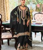 Black embroidered chinon kurta trouser dupatta set