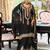 Black embroidered chinon kurta trouser dupatta set