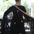 Black embroidered chinon kurta trouser dupatta set