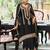 Black embroidered chinon kurta trouser dupatta set