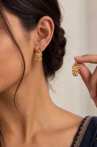 mesh hoops gold plated hoop earring