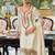 White embroidered chinon kurta trouser dupatta set