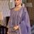 Lavender embroidered silk kurta trouser dupatta set