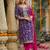 Purple embroidered silk kurta trouser dupatta set