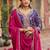 Purple embroidered silk kurta trouser dupatta set