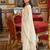 White embroidered chinon kurta trouser dupatta set