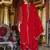 Red embroidered chinon kurta trouser dupatta set