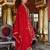 Red embroidered chinon kurta trouser dupatta set