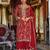 Red embroidered chinon kurta trouser dupatta set