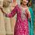 Pink embroidered silk kurta trouser dupatta set
