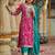 Pink embroidered silk kurta trouser dupatta set