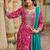 Pink embroidered silk kurta trouser dupatta set