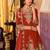 Orange embroidered chinon kurta trouser dupatta set