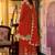 Orange embroidered chinon kurta trouser dupatta set
