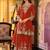 Orange embroidered chinon kurta trouser dupatta set