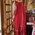 Red embroidered chinon kurta trouser dupatta set