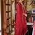 Red embroidered chinon kurta trouser dupatta set