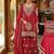 Red embroidered chinon kurta trouser dupatta set