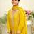 Yellow embroidered chinon kurta trouser dupatta set