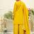 Yellow embroidered chinon kurta trouser dupatta set