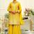 Yellow embroidered chinon kurta trouser dupatta set