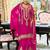 Pink embroidered chinon kurta trouser dupatta set