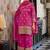 Pink embroidered silk kurta trouser dupatta set