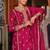Pink embroidered chinon kurta trouser dupatta set