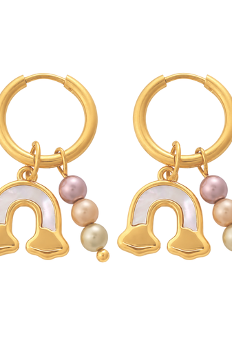 crafted icon: rainbow gold plated hoop earring