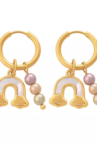 crafted icon: rainbow gold plated hoop earring