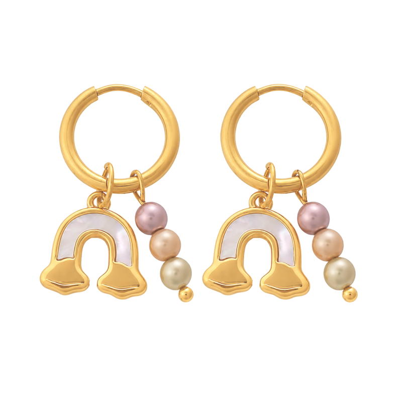 crafted icon: rainbow gold plated hoop earring