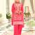 Red embroidered chinon kurta trouser dupatta set