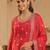 Pink embroidered chinon kurta trouser dupatta set