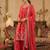 Pink embroidered chinon kurta trouser dupatta set