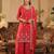 Pink embroidered chinon kurta trouser dupatta set