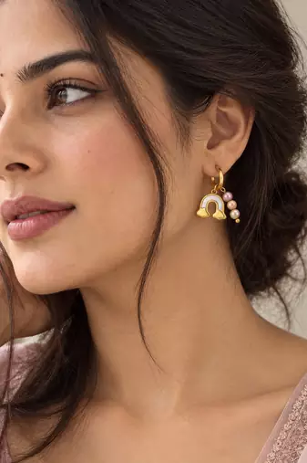 crafted icon: rainbow gold plated hoop earring