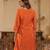 Orange embroidered chinon kurta trouser dupatta set