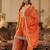 Orange embroidered chinon kurta trouser dupatta set