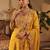 Mustard embroidered chinon kurta trouser dupatta set