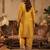 Mustard embroidered chinon kurta trouser dupatta set