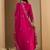 Pink embroidered chinon kurta trouser dupatta set