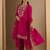 Pink embroidered chinon kurta trouser dupatta set