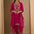 Pink embroidered chinon kurta trouser dupatta set