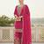 Pink embroidered chinon kurta trouser dupatta set