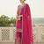 Pink embroidered chinon kurta trouser dupatta set