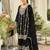 Black embroidered chinon kurta trouser dupatta set