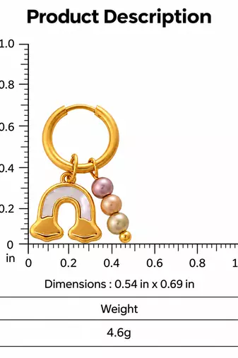 crafted icon: rainbow gold plated hoop earring