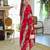 Red embroidered chinon kurta trouser dupatta set