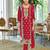 Red embroidered chinon kurta trouser dupatta set